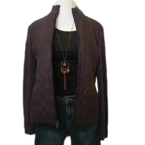 Croft and Barrow, Plum, Sweater Jacket, Size Petite M - Picture 1 of 3